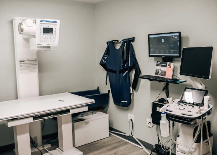 diagnostics room with x-ray machine